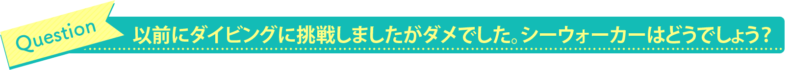 以前にダイビングに挑戦しましたがダメでした。シーウォーカーはどうでしょう?
